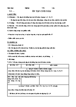 Giáo án Đại số Lớp 7 - Chủ đề: Ôn tập cuối năm - Năm học 2018-2019