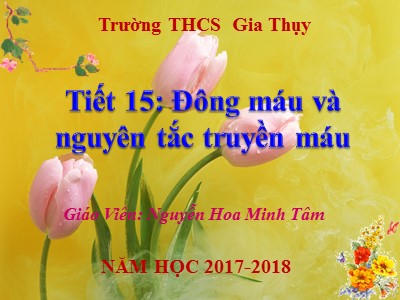Bài giảng Sinh học Lớp 8 - Bài 15: Đông máu và nguyên tắc truyền máu - Năm học 2017-2018 - Nguyễn Hoa Minh Tâm
