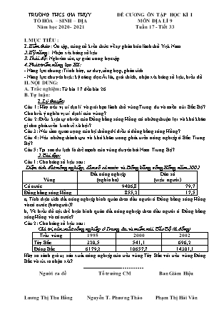 Đề cương ôn tập học kì I Địa lí Lớp 9 - Năm học 2020-2021 - Trường THCS Gia Thụy