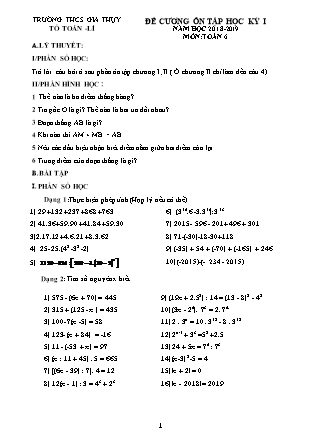 Đề cương ôn tập học kì I Toán Lớp 6 - Năm học 2018-2019 - Trường THCS Gia Thụy