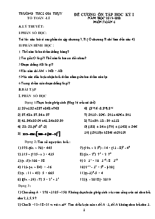 Đề cương ôn tập học kì I Toán Lớp 6 - Năm học 2019-2020 - Trường THCS Gia Thụy