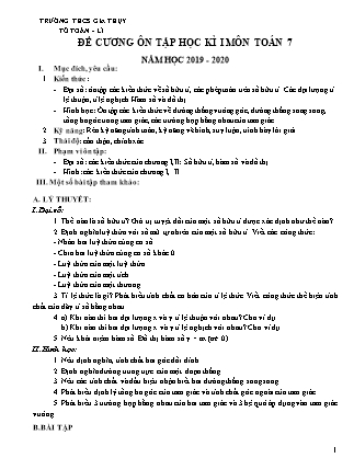 Đề cương ôn tập học kì I Toán Lớp 7 - Năm học 2019-2020 - Thạch Thị Thanh Tú