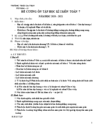 Đề cương ôn tập học kì I Toán Lớp 7 - Năm học 2020-2021 - Nguyễn Thị Lan