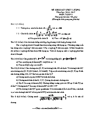 Đề khảo sát chất lượng Toán Lớp 9 - Năm học 2016-2017