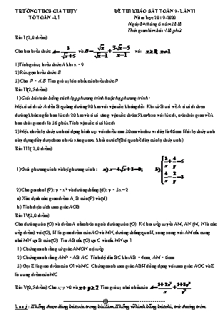 Đề thi khảo sát lần 2 Toán Lớp 9 - Năm học 2019-2020 - Trường THCS Gia Thụy