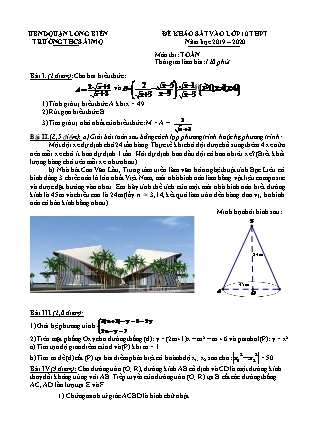 Đề thi thử vào THPT Toán Lớp 9 - Năm học 2019-2020 - Trường THCS Ái Mộ