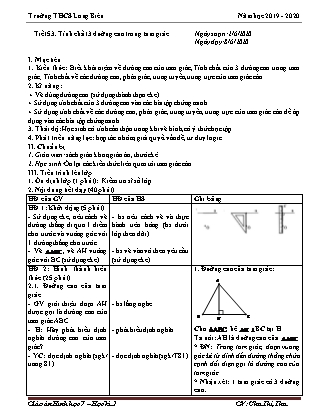 Giáo án Hình học Lớp 7 - Tiết 53: Tính chất 3 đường cao trong tam giác - Năm học 2019-2020 - Chu Thị Thu