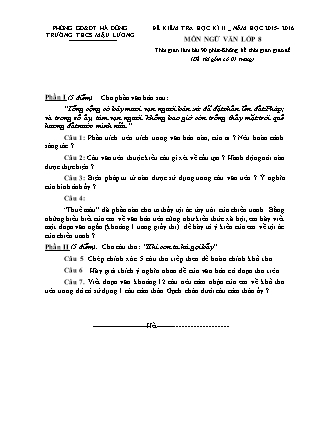 Đề kiểm tra học kì II môn Ngữ văn Lớp 8 - Năm học 2015-2016 - Trường THCS Mậu Lương (Có đáp án)