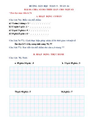 Hưỡng dẫn học môn Toán Lớp 5 - Bài 88: Chia số đo thời gian cho một số
