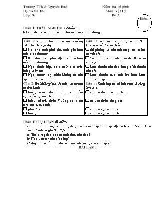 2 Đề kiểm tra 15 phút lần 2 học kì II môn Vật lí Lớp 9 - Năm học 2016-2017 - Đỗ Thị Thúy Vy (Có đáp án)