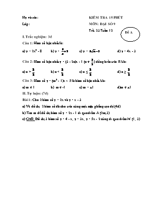 2 Đề kiểm tra 15 phút Tiết 23 môn Đại số Lớp 9 - Năm học 2016-2017 - Nguyễn Văn Dũng (Có đáp án)