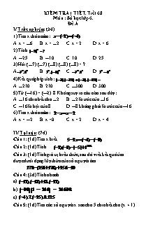 2 Đề kiểm tra 45 phút Tiết 68 môn Số học Lớp 6 - Vũ Thị Tường Lan (Có đáp án)