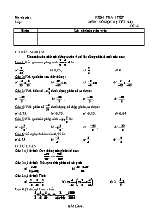 2 Đề kiểm tra 45 phút Tiết 94 môn Số học Khối 6 - Trường THCS Nguyễn Huệ (Có đáp án)