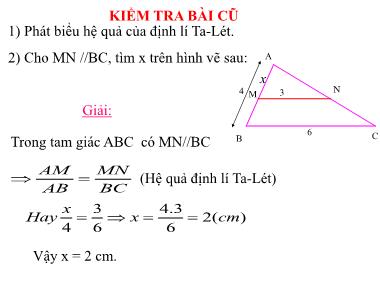 Bài giảng Hình học Lớp 8 - Tiết 40: Khái niệm hai tam giác đồng dạng