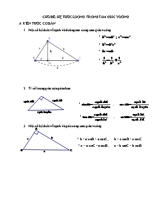 Bài tập Hình học Lớp 9 - Chủ đề: Hệ thức lượng trong tam giác vuông