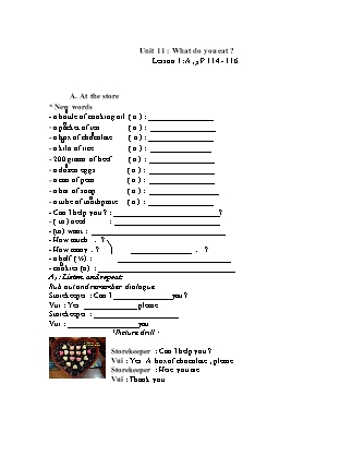 Bài tập Unit 11, 12 môn Tiếng Anh Lớp 6 (Hệ 7 năm) - Trường THCS Bình Thủy