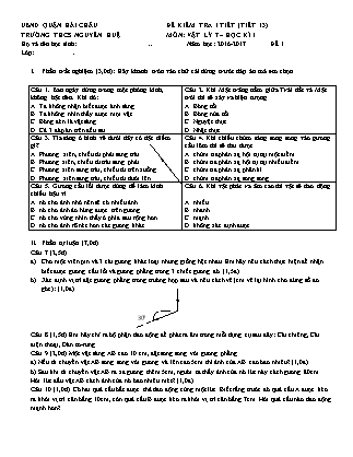 Bộ đề kiểm tra 1 tiết (Tiết 13) môn Vật lí Lớp 7 - Năm học 2016-2017 - Trường THCS Nguyễn Huệ