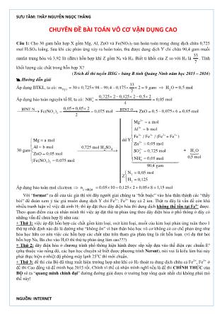 Chuyên đề bài tập Hóa học vô cơ Lớp 9 - Vận dụng cao - Nguyễn Ngọc Thắng
