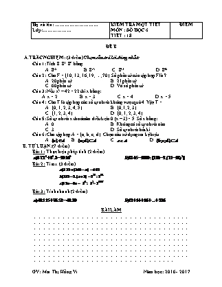 Đề kiểm tra 45 phút Tiết 18 môn Số học Lớp 6 - Đề B - Mai Thị Hồng Vi