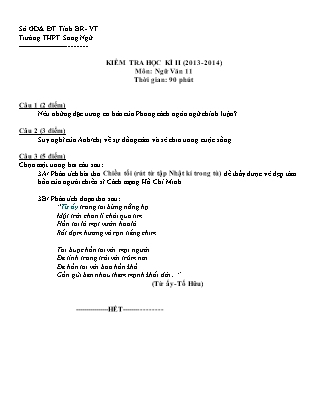 Đề kiểm tra học kì II môn Ngữ văn Lớp 11 - Năm học 2013-2014 - Trường THPT Song Ngữ (Có đáp án)