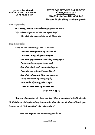 Đề thi học sinh giỏi cấp trường môn Ngữ văn Lớp 8 - Năm học 2016-2017 - Trường THCS Lý Thường Kiệt (Có đáp án)
