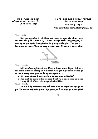 Đề thi học sinh giỏi cấp trường môn Vật lí Lớp 7 - Năm học 2017-2018 - Trường THCS Lý Thường Kiệt (Có đáp án)