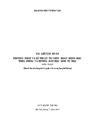 Tài liệu Tập huấn phương pháp và kĩ thuật tổ chức hoạt động học theo nhóm và hướng dẫn học sinh tự học môn Toán
