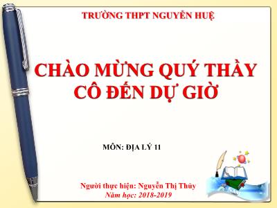 Bài giảng Địa lí Lớp 11 - Bài 7: Liên minh châu Âu (EU) - Nguyễn Thị Thủy