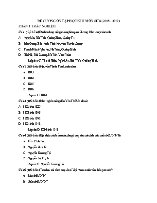 Đề cương ôn tập học kì II môn Lịch sử Lớp 8 - Năm học 2018-2019 - Trường THCS Nguyễn Thái Bình