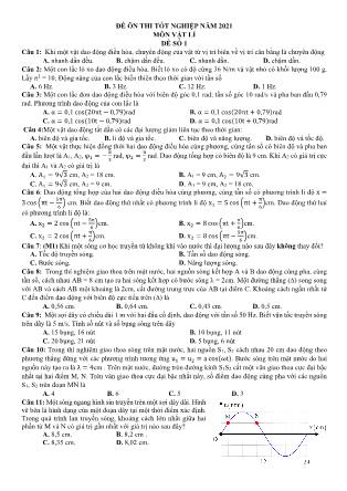 5 Đề thi thử THPT Quốc gia môn Vật lí năm 2021