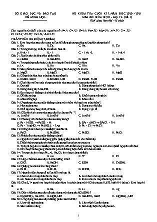 8 Đề minh họa kiểm tra học kì II môn Hóa học Lớp 12 - Năm học 2019-2020 - Trường THPT Trần Phú