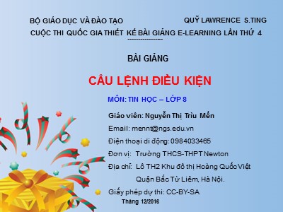 Bài giảng Tin học Lớp 8 - Câu lệnh điều khiển - Nguyễn Thị Trìu Mến