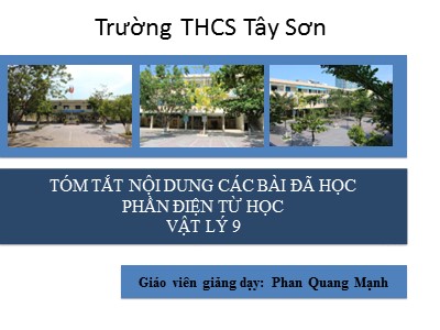 Bài giảng Vật lí Lớp 9 - Phần Điện từ học - Phan Quang Mạnh