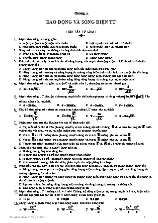 Bài tập trắc nghiệm Chương IV môn Vật lí Lớp 12