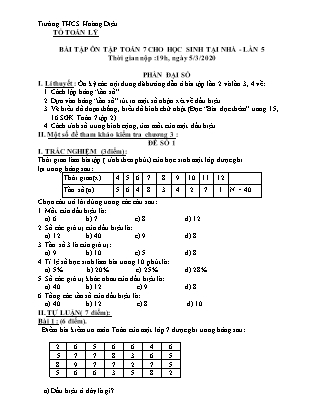 Bài tập tự học môn Toán Lớp 7 - Lần 5 - Trường THCS Hoàng Diệu