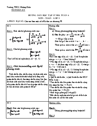Bài tập tự học môn Toán Lớp 9 - Tuần 6 - Trường THCS Hoàng Diệu