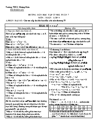Bài tập tự học môn Toán Lớp 9 - Tuần 7 - Trường THCS Hoàng Diệu