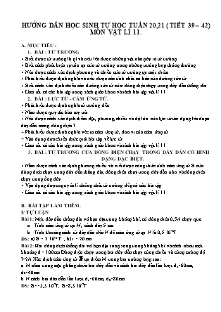 Bài tập tự học môn Vật lí Lớp 11 - Tuần 20+21 - Trường THPT Thái Phiên