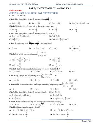 Bài tập tự luyện học kì II môn Toán Lớp 10 - Trường THPT Trần Phú