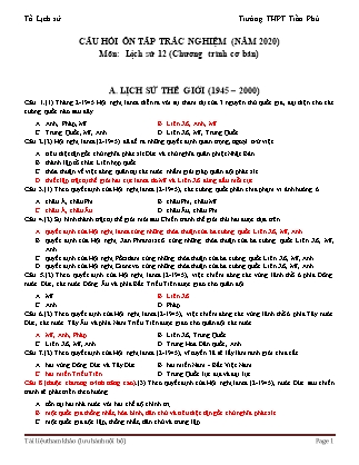 Câu hỏi trắc nghiệm ôn tập môn Lịch sử Lớp 12 (Chương trình cơ bản) - Trường THPT Trần Phú