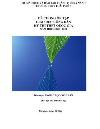 Đề cương luyện thi THPT Quốc gia môn Giáo dục công dân - Năm học 2020-2021 - Trường THPT Thái Phiên