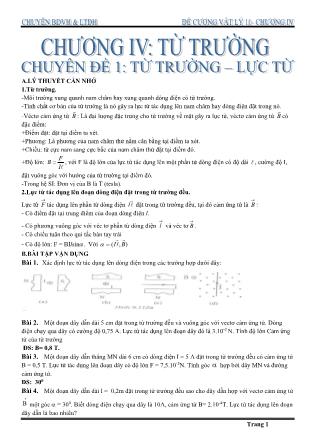 Đề cương ôn tập Chương IV môn Vật lí Lớp 10 - Trường THPT Trần Phú