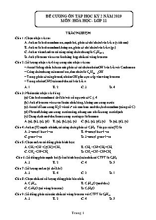 Đề cương ôn tập học kì 2 môn Hóa học 11 - Năm học 2019-2020 - Trường THPT Trần Phú
