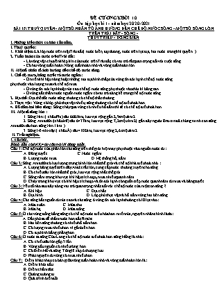 Đề cương ôn tập học kì I môn Địa lí Lớp 10 - Năm học 2020-2021 - Trường THPT Trần Phú