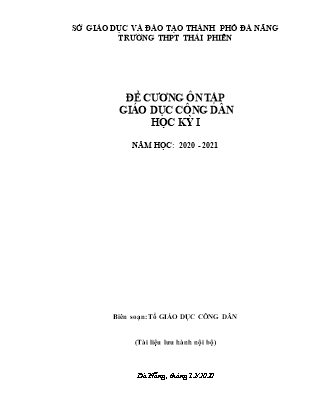 Đề cương ôn tập học kì I môn Giáo dục công dân Lớp 12 - Năm học 2020-2021 - Trường THPT Thái Phiên