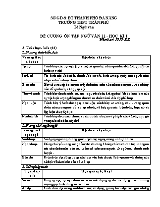 Đề cương ôn tập học kì I môn Ngữ văn Lớp 11 - Năm học 2020-2021 - Trường THPT Trần Phú
