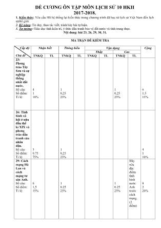 Đề cương ôn tập học kì II môn Lịch sử Lớp 10 - Năm học 2017-2018 - Trường THPT Thái Phiên