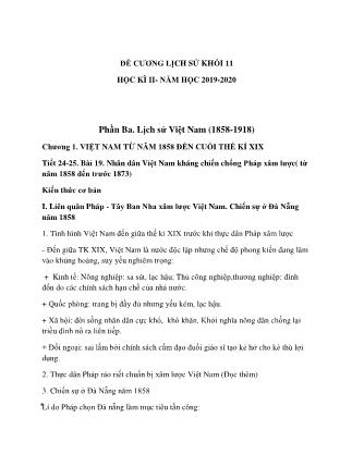 Đề cương ôn tập học kì II môn Lịch sử Lớp 11 - Năm học 2019-2020 - Trường THPT Thái Phiên