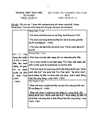 Đề cương ôn tập học kì II môn Lịch sử Lớp 12 - Năm học 2020-2021 - Trường THPT Trần Phú