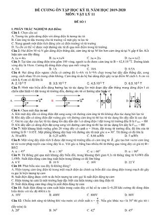 Đề cương ôn tập học kì II môn Vật lí Lớp 11 - Năm học 2019-2020 - Trường THPT Thái Phiên